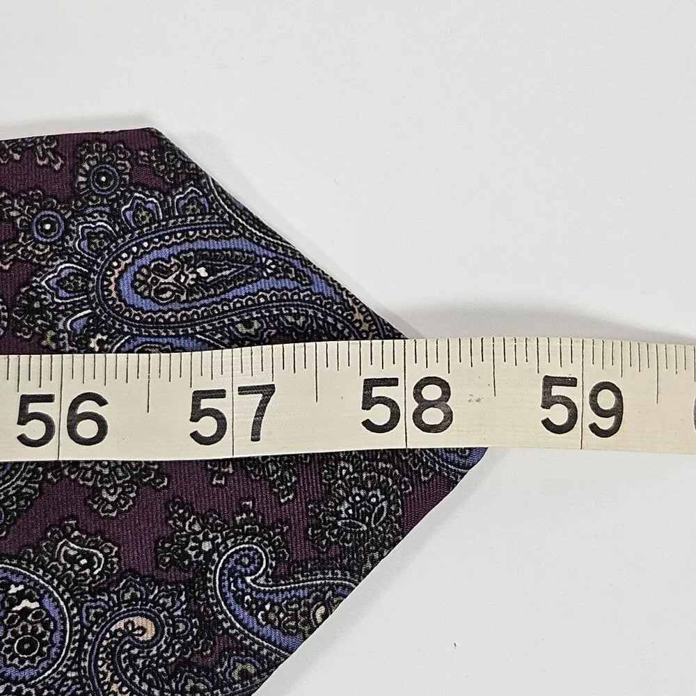 Neil Martin Paisley Mens Tie Italian Silk Made in USA Necktie Dark Purple‎ Blue